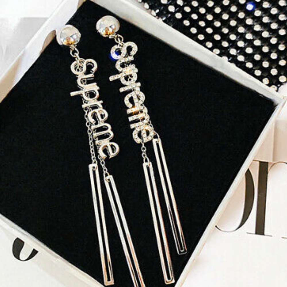 NWT 925 Silver Drop Earrings White Sapphire - Picture 1 of 5